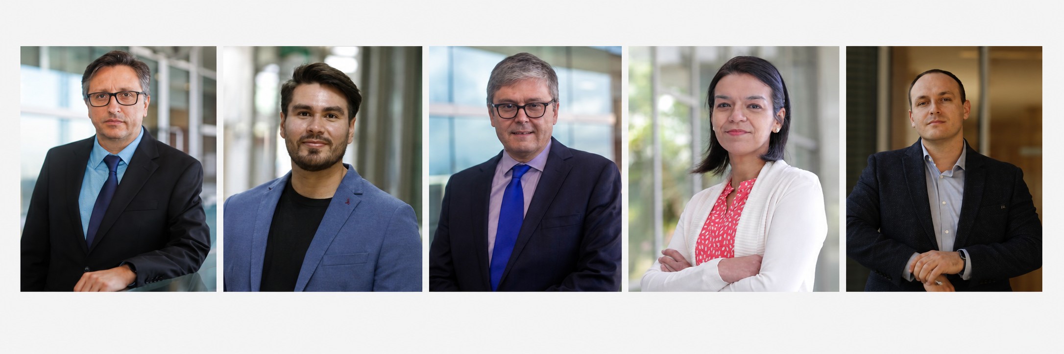 De izq. a der.: Cristián Aedo, Felipe Bustamante, Ignacio Covarrubias, Ivette Villarroel y Marcel Favereau.