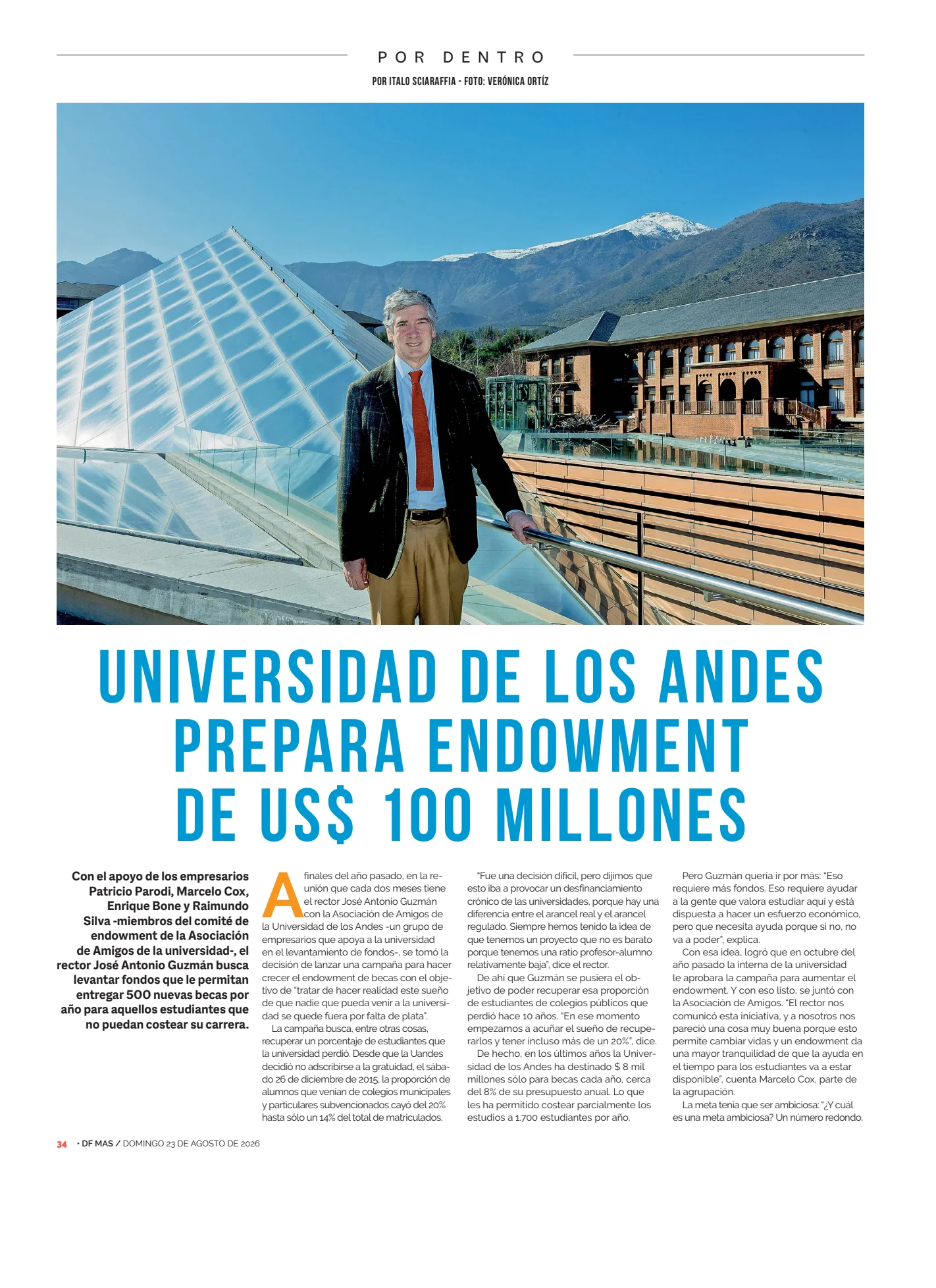 Universidad de los Andes prepara endowment de US$ 100 millones